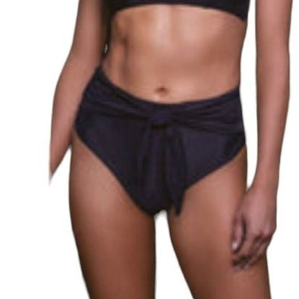 Swiminista Christian Lacroix Bikini Bottom Small Black High Rise Ruched Bow‎ Tie